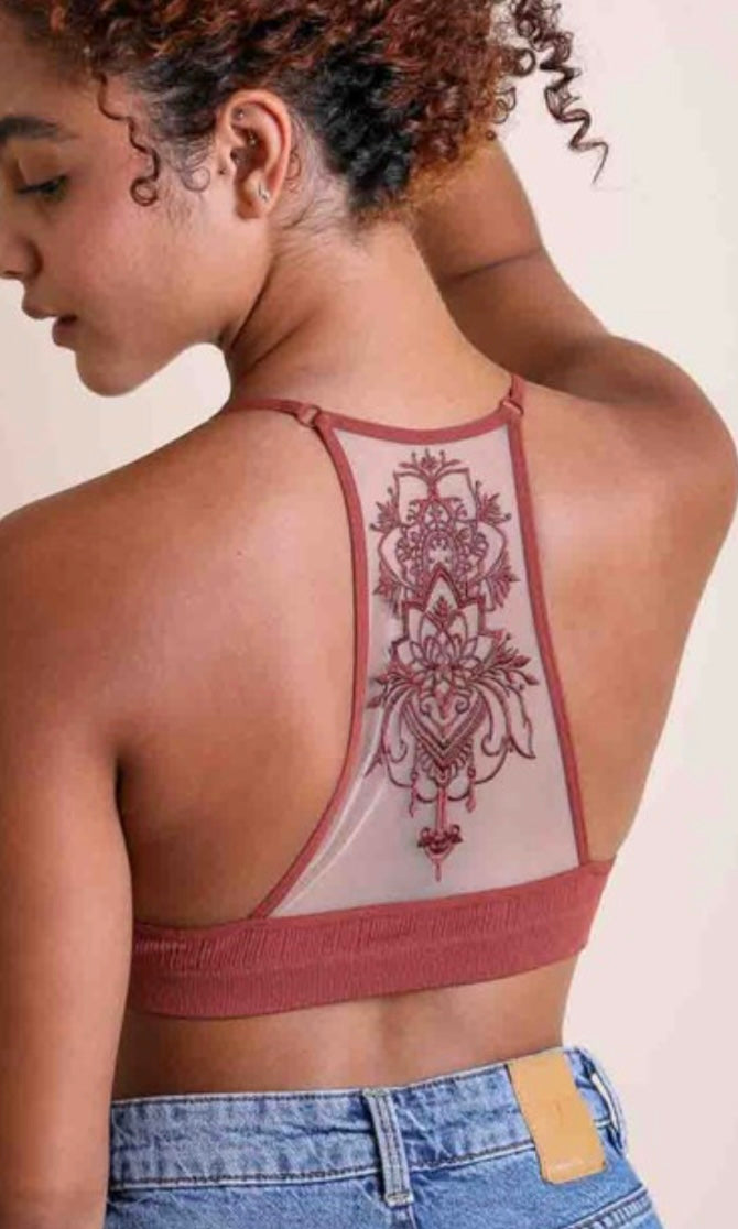 Anamar - Rust Lotus Mesh Tattoo Back Brami Bralette Top – Rita's