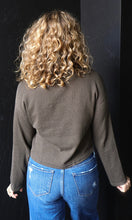 Nova Charcoal Crewneck Long Sleeve Ribbed Knit Top