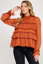 Maddox Burnt Orange Tiered Ruffled Top