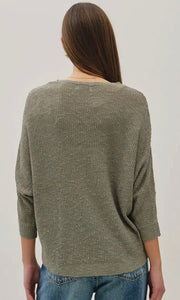 Lane LT. Olive Front Pocket Dolman Long Sleeve Knit Sweater