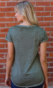 Charlina Olive Burnout 1 Pocket T-shirt