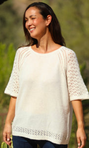 Cara Ivory Open Knit Short Sleeve Pullover Sweater