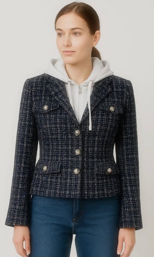 Hendrix Hoodie Layered Tweed Jacket