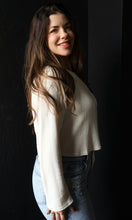 Nova Oatmeal Crewneck Long Sleeve Ribbed Knit Top