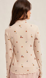 Amelia Ecru Mock Neck Long Sleeve Top