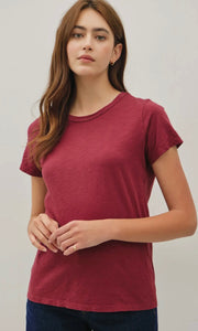 Louie Wine Garment Dyed Cotton Slub Tee