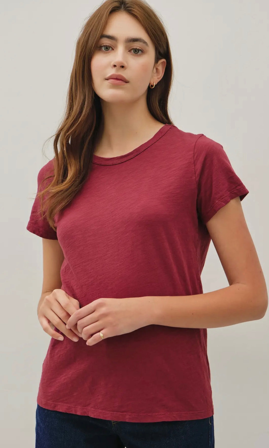 Louie Wine Garment Dyed Cotton Slub Tee