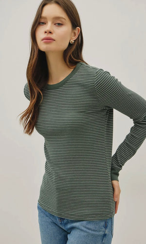 Ismael Hunter Stitched Thermal Henley Neck Top