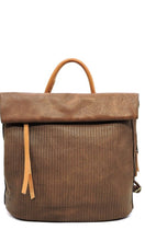 Barker-Brown Vegan Leather Backpack Crossbody HandBag