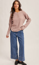 Maddy Mauve Waffle Sweater Knit Top