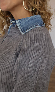 Misha Denim Contrast Sweater