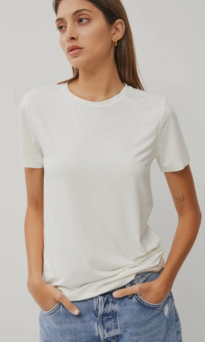Esme Off White Bamboo/Modal Basic Short Sleeve T-Shirt