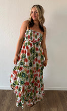 Ocean Smocked Sleeveless Floral Maxi Dress