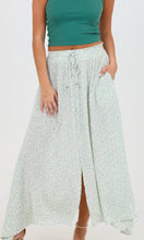 Caeli Sage Green A Line Maxi Skirt With Tie Waist And Front Slit