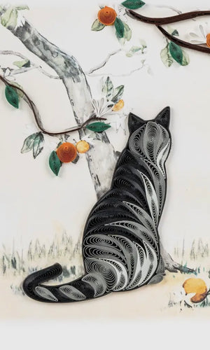 Quilled Cat & Orange Branch Card
