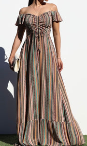 James Off Shoulder Woven Maxi Dress