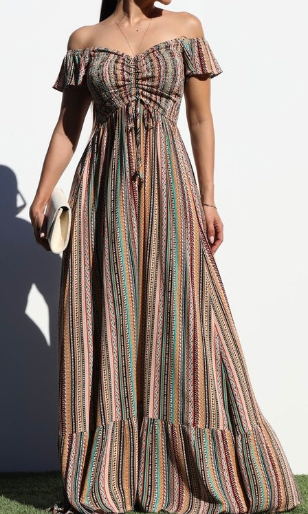 James Off Shoulder Woven Maxi Dress