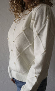 Mars Cream Pearl Detailed Sweater