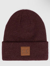 C.C Heather Knit Suede Patch Beanie Winter Hat