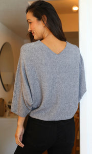 Coco Grey V Neck Dolman Sleeve Pullover Sweater