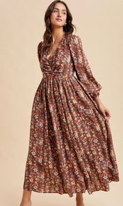 Lola Mocha Mousse Floral Cotton Maxi Dress