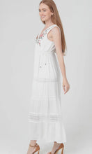 June V Neck Embroidered Side Ties Lace Trim Maxi Dress