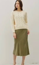 Nala Natural Cozy Cable Knit Detail Sweater Top