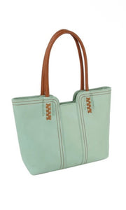 Ember Mint Stitch Detail Matching Tote and Purse Set