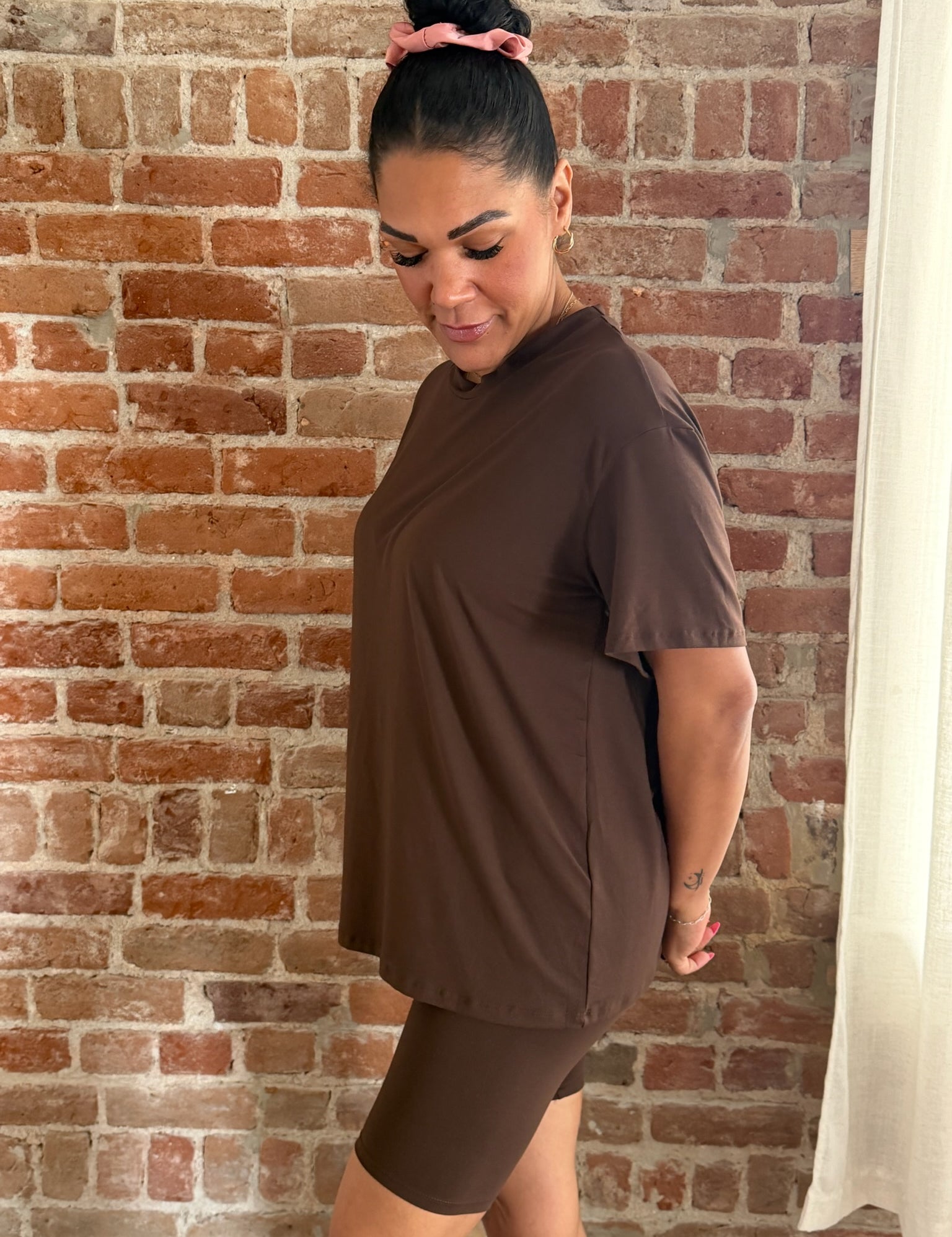 Harvey Coffee Loose Fit Top & Bike Shorts Set