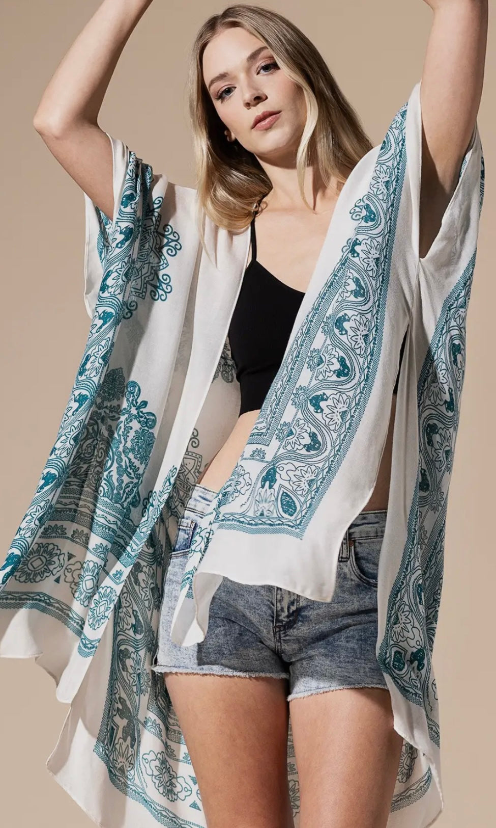 Annie Teal Ornate Mandala Kimono