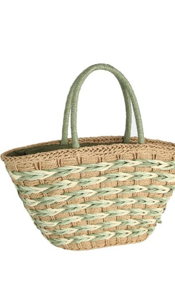 Eric Olive Woven Loop Handle Basket Tote