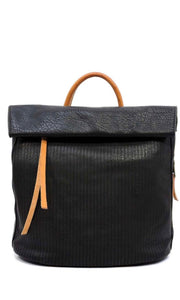 Barker - Black Vegan Leather Backpack Crossbody HandBag