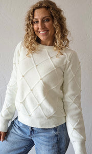 Mars Cream Pearl Detailed Sweater