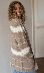 Maggie Striped Open Sweater Cardigan