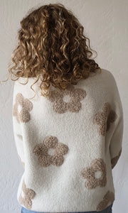 Marsha Floral Jacquard Half Zip Up Neck Sweater