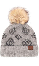 CC Beanie Aztec Print Pom Knit Beanie