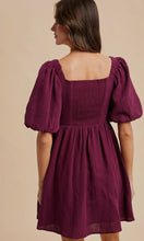 Lyric Plum Cotton Pleated Mini Dress