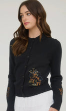 Launie Black Deer Embroidered Detail Long Sleeve Sweater