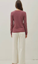 Ismael Burgundy Stitched Thermal Henley Neck Top