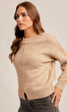Mariah Front Bottom Slit Crew Neck Sweater Top