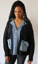 Mara Denim Contrast Sweater Cardigan