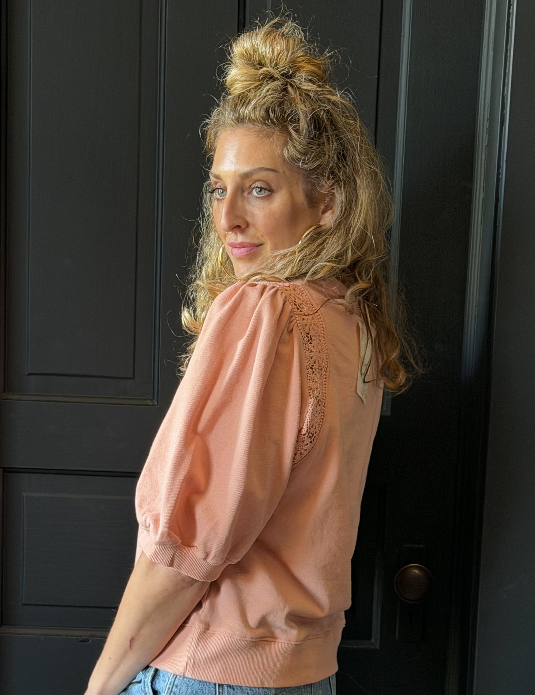 London Lace All-Point Terry Half-Sleeve Top