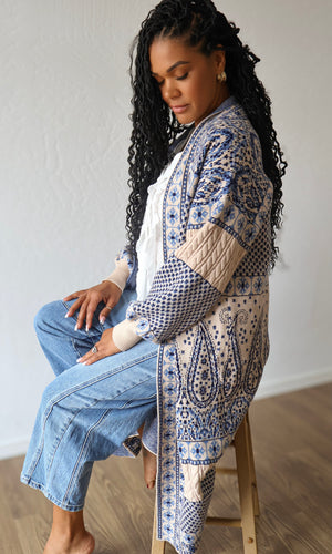 Marian Paisley Motif Sweater Coatigan