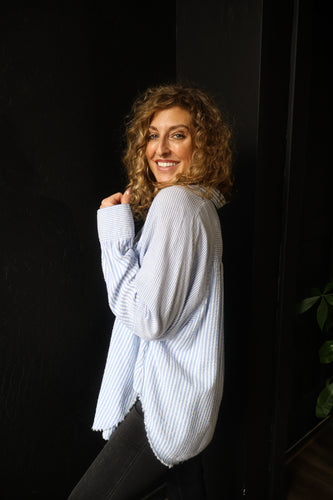 Olindo Indigo Stripe Button Down Shirt