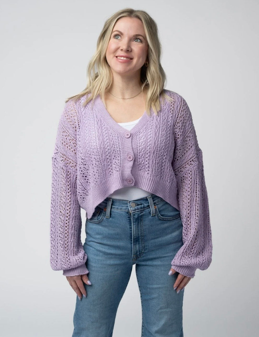 Callie Plus Size Cropped Knitted Cardigan