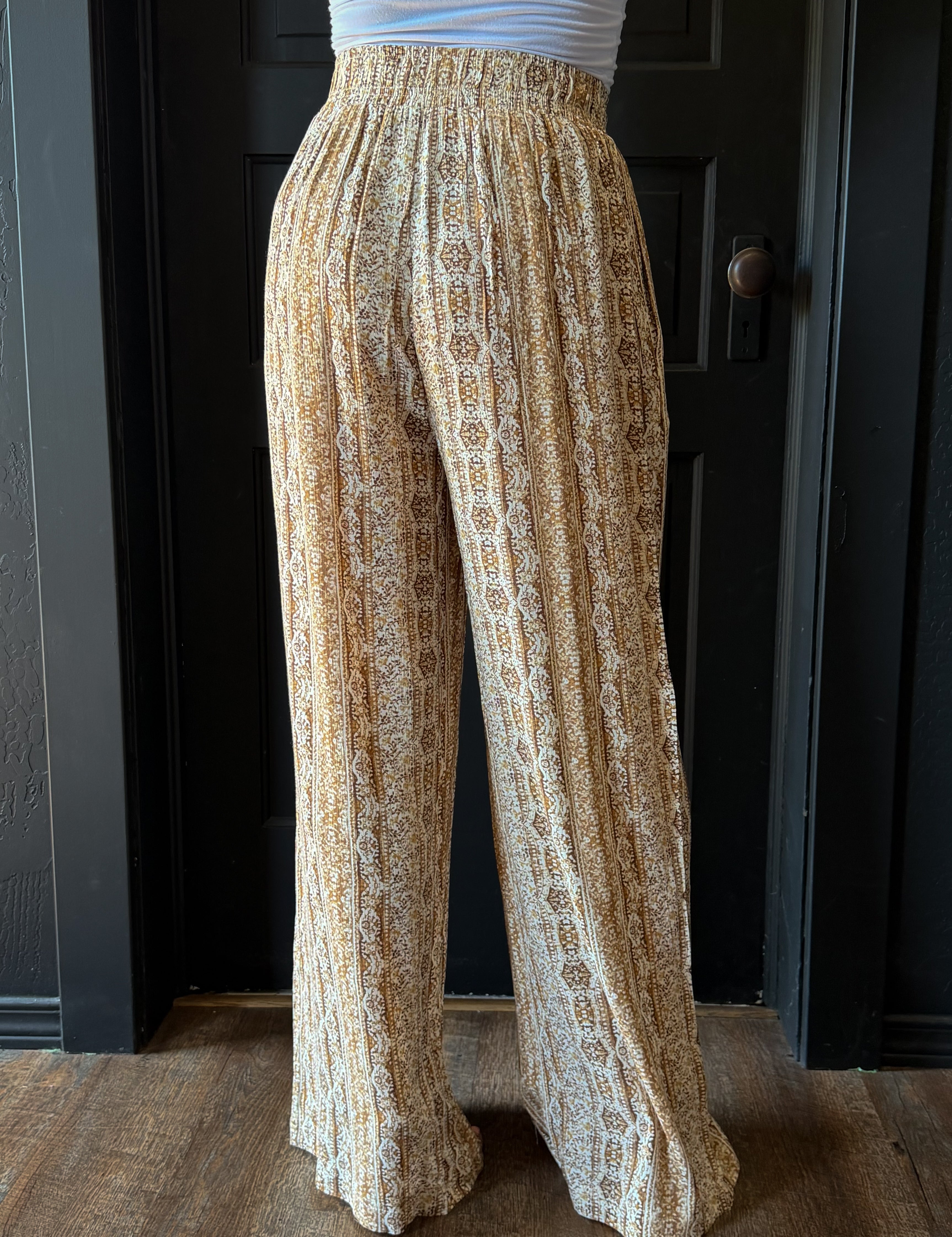 Lily Boho Printed Smocked Waist Loose Pants
