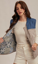 Aleena Grey Corduroy Mixed Print Vest