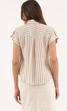 Erwin LT. Khaki Stripe Tap Sleeve Button Down Shirt