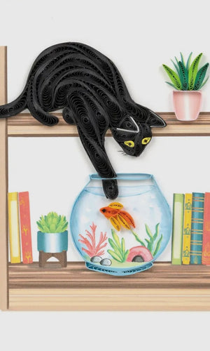 Quilled Mischievous Cat Greeting Card