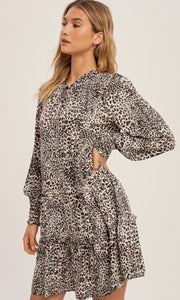 *SALE! Annabel - Ivory Black Leopard Print Tunic Dress